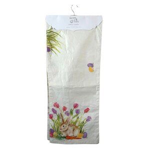 Bunny Tales Table Runner Easter Tulips Table Spring Cotton Rabbit Carrot 80x16